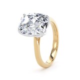 Goldsmiths 18ct Yellow Gold and Platinum 5.00cttw Elongated Cushion Cut Lab Grown Diamond Solitaire Engagement Ring - Ring Size G.5