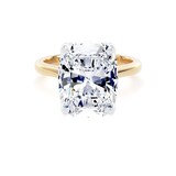 Goldsmiths 18ct Yellow Gold and Platinum 7.00cttw Elongated Cushion Cut Lab Grown Diamond Solitaire Engagement Ring - Ring Size N