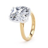Goldsmiths 18ct Yellow Gold and Platinum 7.00cttw Elongated Cushion Cut Lab Grown Diamond Solitaire Engagement Ring - Ring Size N