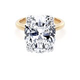 Goldsmiths 18ct Yellow Gold and Platinum 10.00cttw Elongated Cushion Cut Lab Grown Diamond Solitaire Engagement Ring - Ring Size K