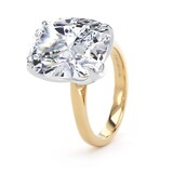 Goldsmiths 18ct Yellow Gold and Platinum 10.00cttw Elongated Cushion Cut Lab Grown Diamond Solitaire Engagement Ring - Ring Size K