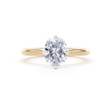 Goldsmiths 18ct Yellow Gold and Platinum 1.50cttw Compass Set Elongated Cushion Cut Lab Grown Diamond Solitaire Engagement Ring - Ring Size W.5