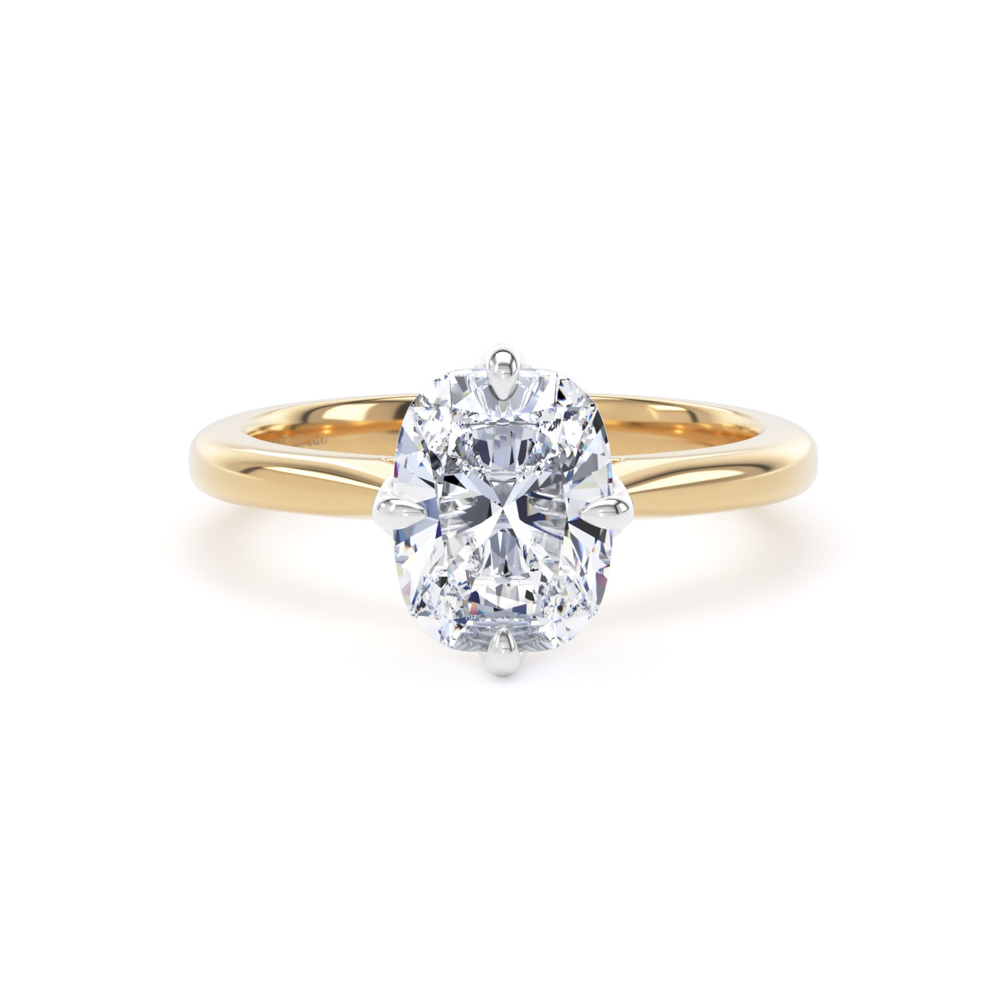 18ct Yellow Gold and Platinum 2.00cttw Compass Set Elongated Cushion Cut Lab Grown Diamond Solitaire Engagement Ring