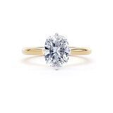 Goldsmiths 18ct Yellow Gold and Platinum 2.00cttw Compass Set Elongated Cushion Cut Lab Grown Diamond Solitaire Engagement Ring - Ring Size I.5