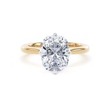 Goldsmiths 18ct Yellow Gold and Platinum 3.00cttw Compass Set Elongated Cushion Cut Lab Grown Diamond Solitaire Engagement Ring - Ring Size J.5