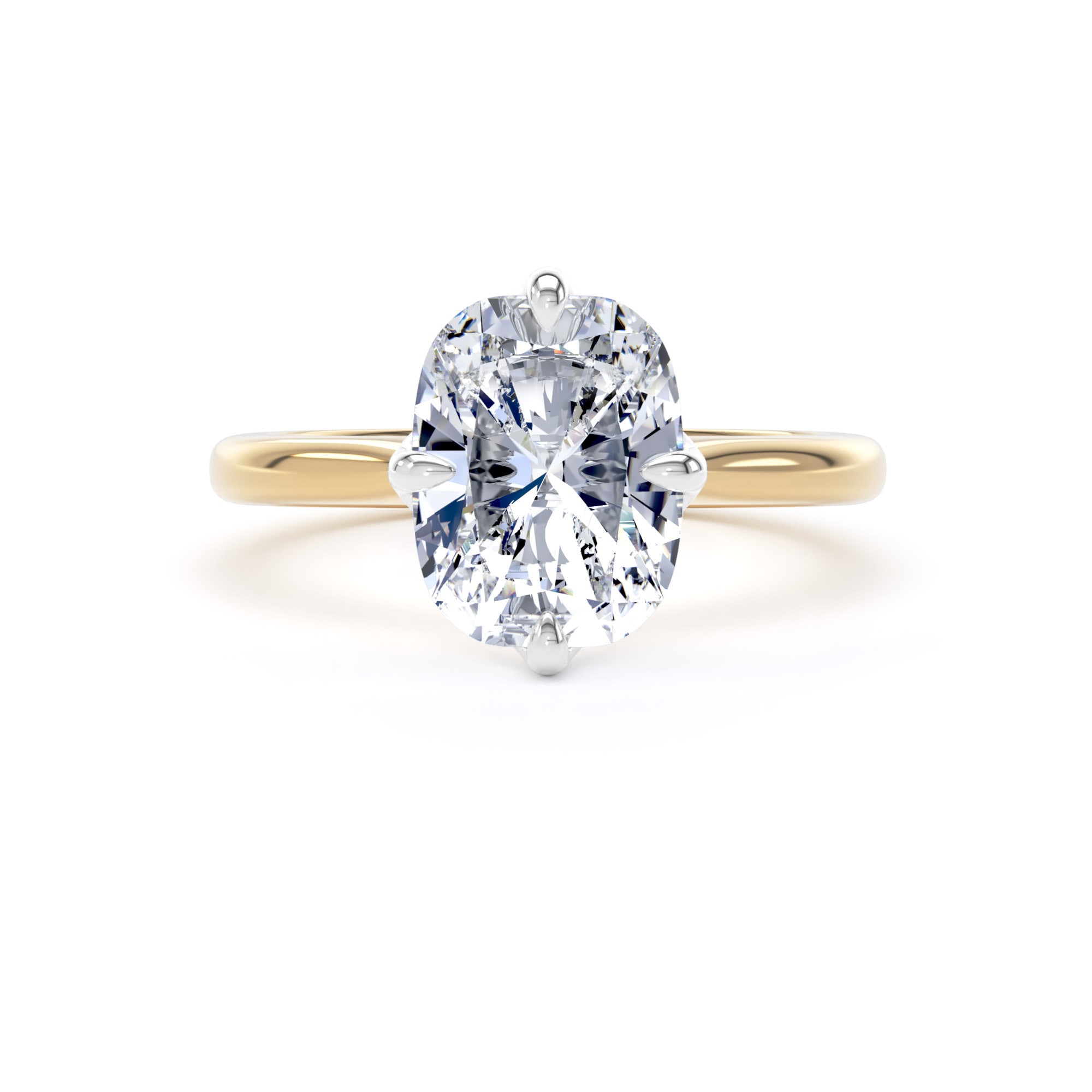 Goldsmiths 18ct Yellow Gold and Platinum 3.00cttw Compass Set Elongated Cushion Cut Lab Grown Diamond Solitaire Engagement Ring - Ring Size N.5 Goldsmiths 18ct Yellow Gold and Platinum 3.00cttw Compass Set Elongated Cushion Cut Lab Grown Diamond Solitaire Engagement Ring - Ring Size N.5