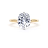 Goldsmiths 18ct Yellow Gold and Platinum 3.00cttw Compass Set Elongated Cushion Cut Lab Grown Diamond Solitaire Engagement Ring - Ring Size J.5