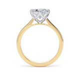 Goldsmiths 18ct Yellow Gold and Platinum 3.00cttw Compass Set Elongated Cushion Cut Lab Grown Diamond Solitaire Engagement Ring - Ring Size J.5
