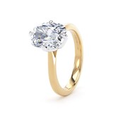 Goldsmiths 18ct Yellow Gold and Platinum 3.00cttw Compass Set Elongated Cushion Cut Lab Grown Diamond Solitaire Engagement Ring - Ring Size J.5