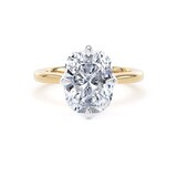 Goldsmiths 18ct Yellow Gold and Platinum 4.00cttw Compass Set Elongated Cushion Cut Lab Grown Diamond Solitaire Engagement Ring - Ring Size F.5