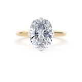 Goldsmiths 18ct Yellow Gold and Platinum 4.00cttw Compass Set Elongated Cushion Cut Lab Grown Diamond Solitaire Engagement Ring - Ring Size F.5