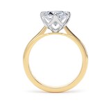 Goldsmiths 18ct Yellow Gold and Platinum 4.00cttw Compass Set Elongated Cushion Cut Lab Grown Diamond Solitaire Engagement Ring - Ring Size F.5