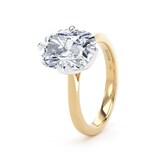 Goldsmiths 18ct Yellow Gold and Platinum 4.00cttw Compass Set Elongated Cushion Cut Lab Grown Diamond Solitaire Engagement Ring - Ring Size F.5