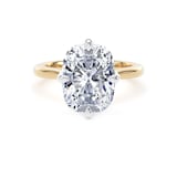 Goldsmiths 18ct Yellow Gold and Platinum 5.00cttw Compass Set Elongated Cushion Cut Lab Grown Diamond Solitaire Engagement Ring - Ring Size M.5