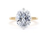 Goldsmiths 18ct Yellow Gold and Platinum 5.00cttw Compass Set Elongated Cushion Cut Lab Grown Diamond Solitaire Engagement Ring - Ring Size M.5