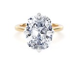 Goldsmiths 18ct Yellow Gold and Platinum 7.00cttw Compass Set Elongated Cushion Cut Lab Grown Diamond Solitaire Engagement Ring - Ring Size F.5