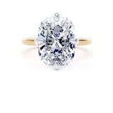 Goldsmiths 18ct Yellow Gold and Platinum 7.00cttw Compass Set Elongated Cushion Cut Lab Grown Diamond Solitaire Engagement Ring - Ring Size F.5