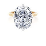 Goldsmiths 18ct Yellow Gold and Platinum 10.00cttw Compass Set Elongated Cushion Cut Lab Grown Diamond Solitaire Engagement Ring - Ring Size Q.5