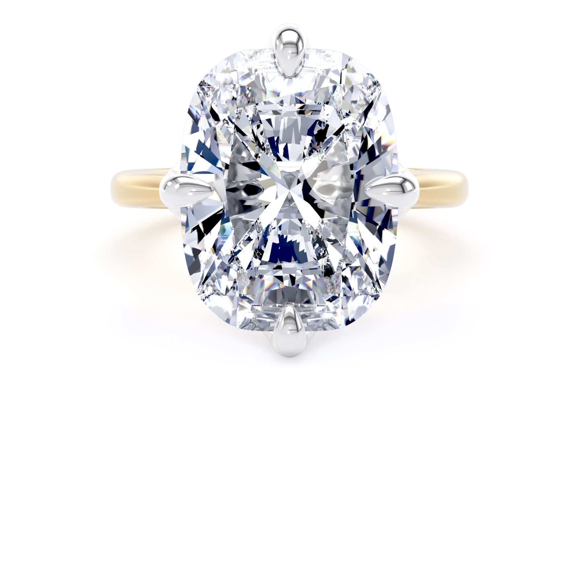 Goldsmiths 18ct Yellow Gold and Platinum 10.00cttw Compass Set Elongated Cushion Cut Lab Grown Diamond Solitaire Engagement Ring - Ring Size N.5 Goldsmiths 18ct Yellow Gold and Platinum 10.00cttw Compass Set Elongated Cushion Cut Lab Grown Diamond Solitaire Engagement Ring - Ring Size N.5