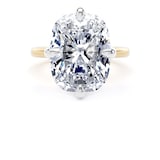 Goldsmiths 18ct Yellow Gold and Platinum 10.00cttw Compass Set Elongated Cushion Cut Lab Grown Diamond Solitaire Engagement Ring - Ring Size Q.5
