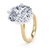 Goldsmiths 18ct Yellow Gold and Platinum 10.00cttw Compass Set Elongated Cushion Cut Lab Grown Diamond Solitaire Engagement Ring - Ring Size Q.5