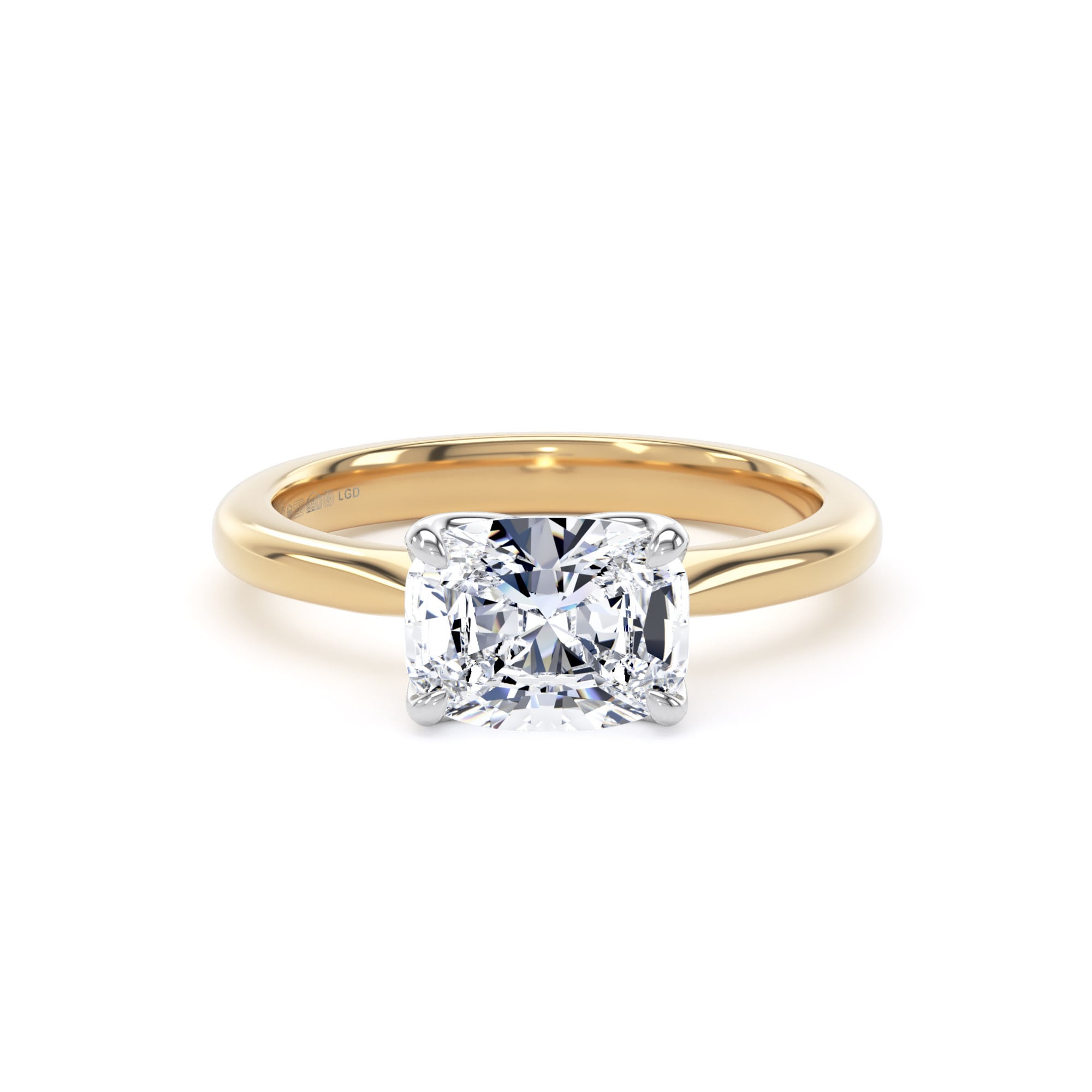 18ct Yellow Gold and Platinum 1.50cttw East-West Elongated Cushion Cut Lab Grown Diamond Solitaire Engagement Ring