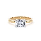 Goldsmiths 18ct Yellow Gold and Platinum 1.50cttw East-West Elongated Cushion Cut Lab Grown Diamond Solitaire Engagement Ring - Ring Size Y