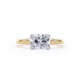 Goldsmiths 18ct Yellow Gold and Platinum 1.50cttw East-West Elongated Cushion Cut Lab Grown Diamond Solitaire Engagement Ring - Ring Size Y