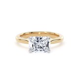 Goldsmiths 18ct Yellow Gold and Platinum 2.00cttw East-West Elongated Cushion Cut Lab Grown Diamond Solitaire Engagement Ring - Ring Size Q