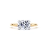 Goldsmiths 18ct Yellow Gold and Platinum 2.00cttw East-West Elongated Cushion Cut Lab Grown Diamond Solitaire Engagement Ring - Ring Size Q
