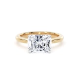 Goldsmiths 18ct Yellow Gold and Platinum 3.00cttw East-West Elongated Cushion Cut Lab Grown Diamond Solitaire Engagement Ring - Ring Size J.5