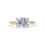 Goldsmiths 18ct Yellow Gold and Platinum 3.00cttw East-West Elongated Cushion Cut Lab Grown Diamond Solitaire Engagement Ring - Ring Size J.5