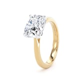 Goldsmiths 18ct Yellow Gold and Platinum 3.00cttw East-West Elongated Cushion Cut Lab Grown Diamond Solitaire Engagement Ring - Ring Size J.5