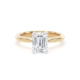 Goldsmiths 18ct Yellow Gold and Platinum 1.50cttw Emerald Cut Lab Grown Diamond Solitaire Engagement Ring - Ring Size J