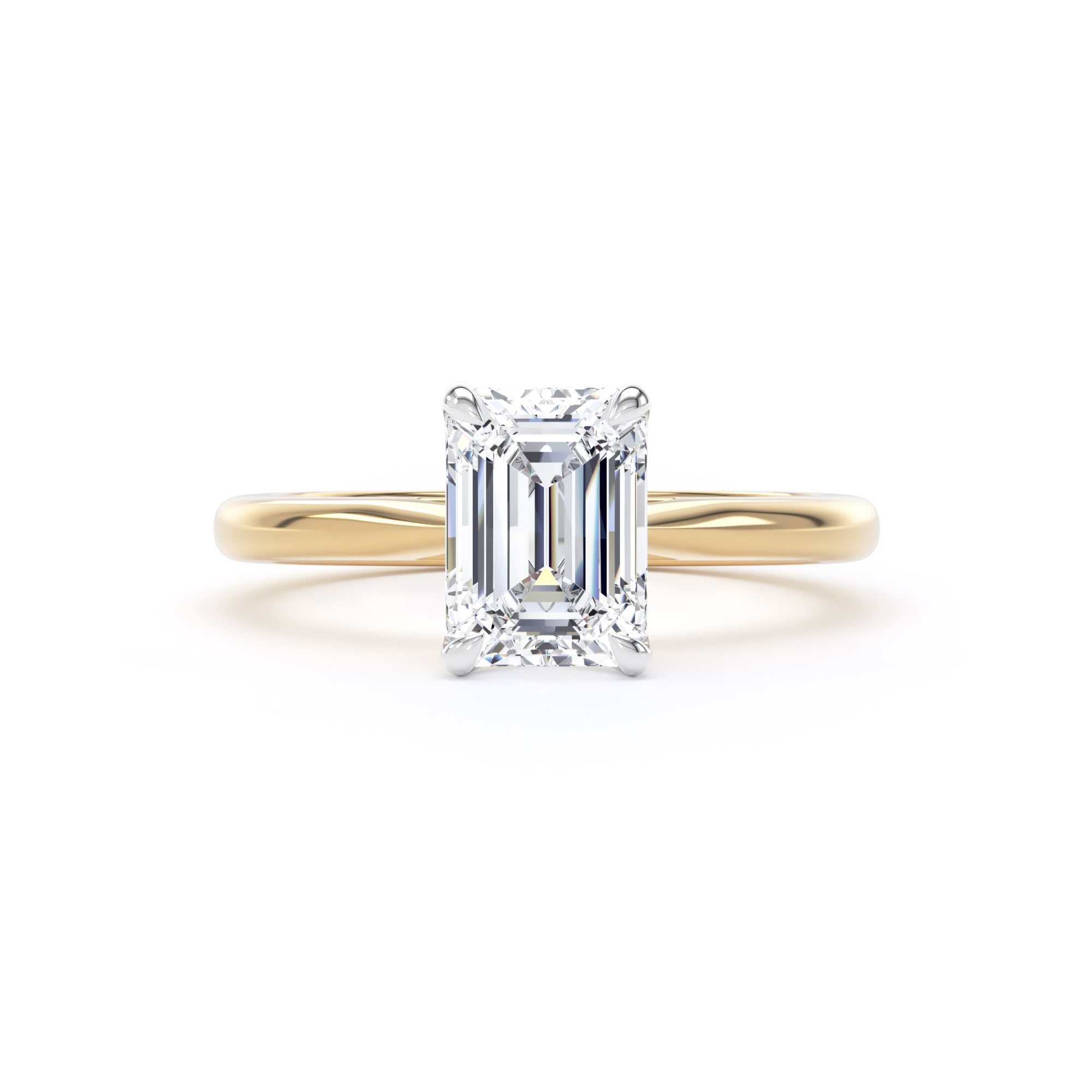 Goldsmiths 18ct Yellow Gold and Platinum 1.50cttw Emerald Cut Lab Grown Diamond Solitaire Engagement Ring - Ring Size M Goldsmiths 18ct Yellow Gold and Platinum 1.50cttw Emerald Cut Lab Grown Diamond Solitaire Engagement Ring - Ring Size M