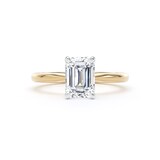 Goldsmiths 18ct Yellow Gold and Platinum 1.50cttw Emerald Cut Lab Grown Diamond Solitaire Engagement Ring - Ring Size J