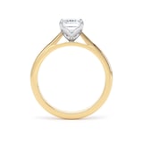 Goldsmiths 18ct Yellow Gold and Platinum 1.50cttw Emerald Cut Lab Grown Diamond Solitaire Engagement Ring - Ring Size J