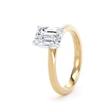 Goldsmiths 18ct Yellow Gold and Platinum 1.50cttw Emerald Cut Lab Grown Diamond Solitaire Engagement Ring - Ring Size J