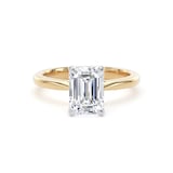 Goldsmiths 18ct Yellow Gold and Platinum 2.00cttw Emerald Cut Lab Grown Diamond Solitaire Engagement Ring - Ring Size L