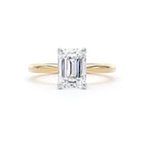 Goldsmiths 18ct Yellow Gold and Platinum 2.00cttw Emerald Cut Lab Grown Diamond Solitaire Engagement Ring - Ring Size L