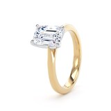Goldsmiths 18ct Yellow Gold and Platinum 2.00cttw Emerald Cut Lab Grown Diamond Solitaire Engagement Ring - Ring Size L