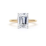 Goldsmiths 18ct Yellow Gold and Platinum 3.00cttw Emerald Cut Lab Grown Diamond Solitaire Engagement Ring - Ring Size M.5