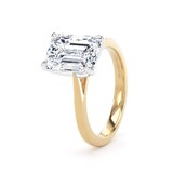 Goldsmiths 18ct Yellow Gold and Platinum 3.00cttw Emerald Cut Lab Grown Diamond Solitaire Engagement Ring - Ring Size M.5