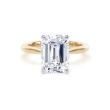 Goldsmiths 18ct Yellow Gold and Platinum 4.00cttw Emerald Cut Lab Grown Diamond Solitaire Engagement Ring - Ring Size Q