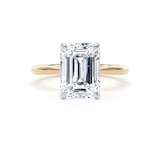 Goldsmiths 18ct Yellow Gold and Platinum 4.00cttw Emerald Cut Lab Grown Diamond Solitaire Engagement Ring - Ring Size Q