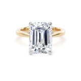 Goldsmiths 18ct Yellow Gold and Platinum 5.00cttw Emerald Cut Lab Grown Diamond Solitaire Engagement Ring - Ring Size I