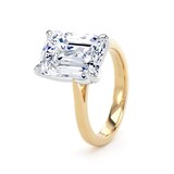Goldsmiths 18ct Yellow Gold and Platinum 5.00cttw Emerald Cut Lab Grown Diamond Solitaire Engagement Ring - Ring Size I