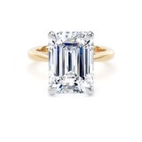 Goldsmiths 18ct Yellow Gold and Platinum 7.00cttw Emerald Cut Lab Grown Diamond Solitaire Engagement Ring - Ring Size V.5