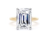 Goldsmiths 18ct Yellow Gold and Platinum 7.00cttw Emerald Cut Lab Grown Diamond Solitaire Engagement Ring - Ring Size V.5