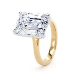 Goldsmiths 18ct Yellow Gold and Platinum 7.00cttw Emerald Cut Lab Grown Diamond Solitaire Engagement Ring - Ring Size V.5